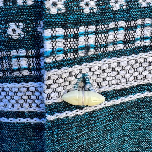 Vintage Green and White Striped Pockets Woven Button up Men's See Measurements - Picture 3 of 9